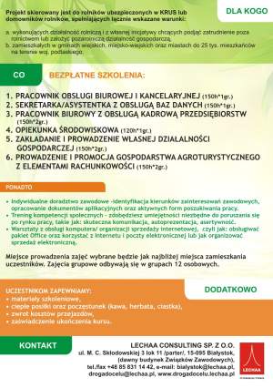 Plakat z informacjami na temat szkolenia 2