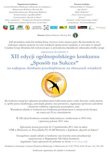 plakat XII edycji konkursu Sposób na Sukces