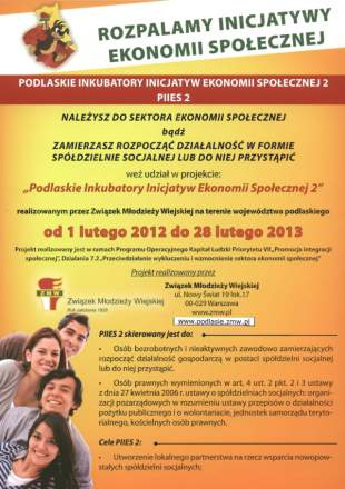 Plakat informujący o możliwości wsparcia przy tworzeniu spółdzielni socjalnych Strona 1 (kliknij aby powiększyć obrazek)