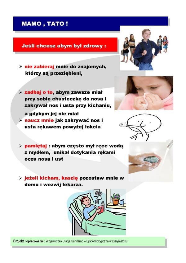 Ulotka informacyjna dotycząca grypy strona 1