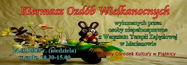 Baner kierujący do strony internetowej Warsztatu Terapii Zajęciowej w Marianowie - Kiermasz Ozdób Wielkanocnych