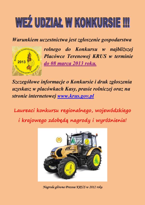 Ulotka konkurs KRUS