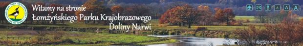 Baner obrazkowy kierujący do strony Łomżyńskiego Parku Krajobrazowego Doliny Narwii